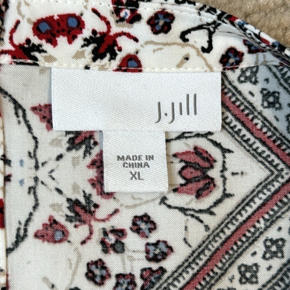 J. Jill Blouse Tunic Boatneck 3/4 Sleeves Lightweight Button Back XL Boho Summer - Picture 12 of 12